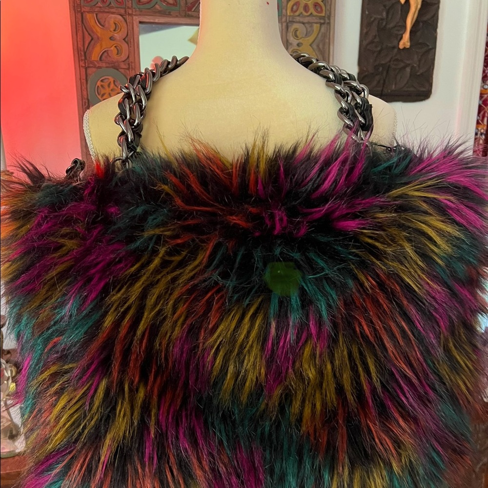 Rare Betsey Johnson faux Fur Handbag Carryon XL